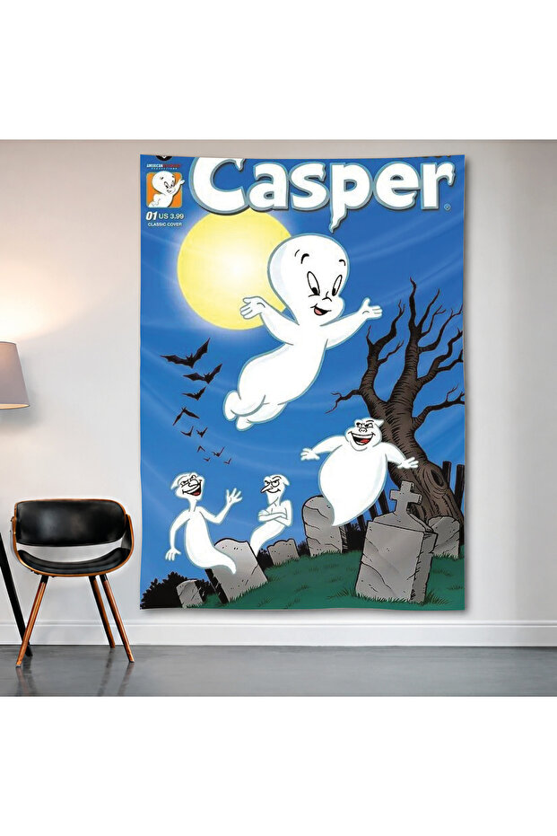 Casper the Friendly Ghost Wall Covering Wall Tapestry First Quality Satin Fabric Poster
