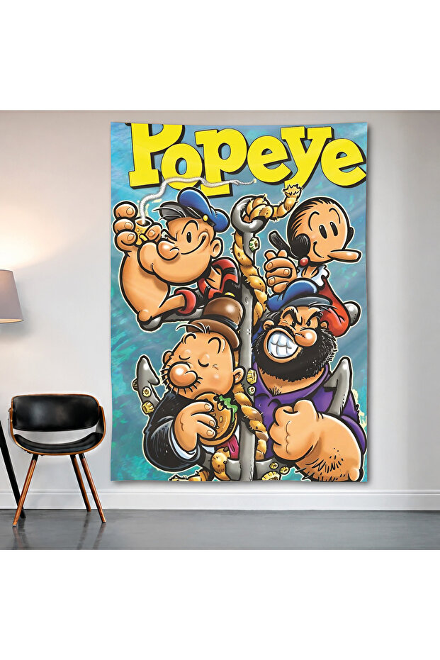 Popeye the Sailor Man Wall Covering Wall Tapestry First Quality Satin Fabric Poster