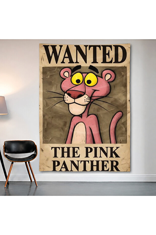 The Pink Panther Wanted Poster Wall Covering Wall Tapestry First Quality Satin Fabric Poster