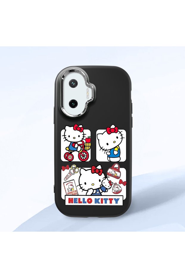 Poco F7 Compatible Case Camera Protector Black Silicone Couple Phone Case Kitty Patterned
