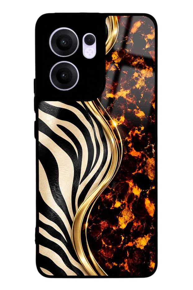 Oppo Reno 13F Black Safari Design Glossy Phone Case