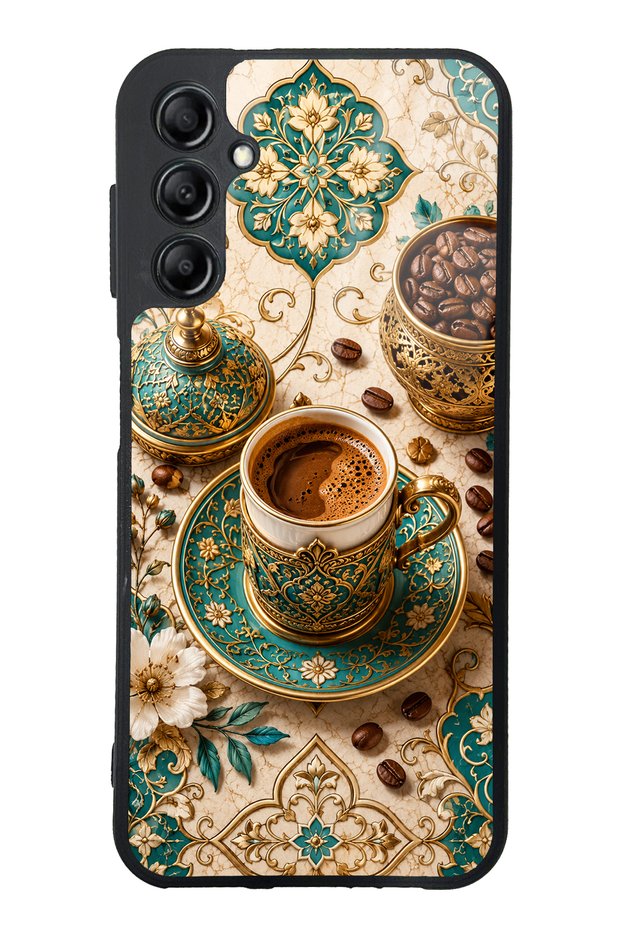 Samsung A14 Turquoise Ottoman Coffee Design Glossy Phone Case