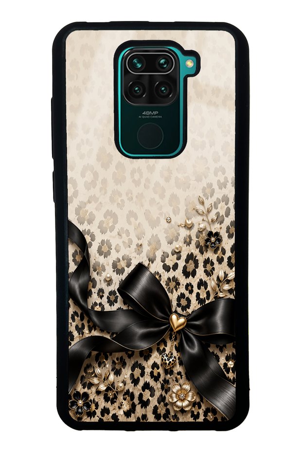 حافظة هاتف لامعة بتصميم قوس الفهد الذهبي لهاتف Xiaomi Redmi Note 9