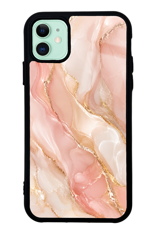iPhone 11 Blush Gold Marble Design Glossy Phone Case