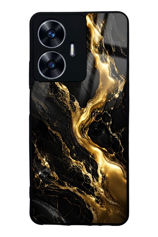 Realme C55 Obsidian Gold Flow Design Glossy Phone Case