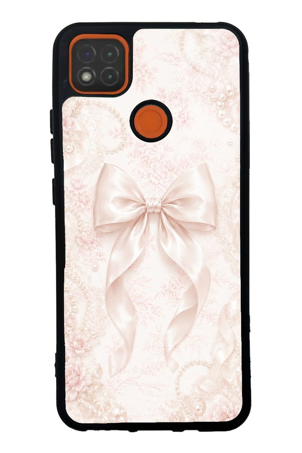 Xiaomi Redmi 9C Glossy Phone Case with Blush Pearl Bow Design