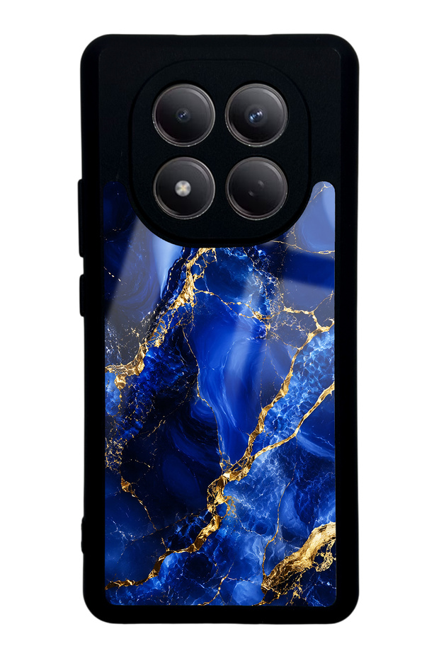 Xiaomi Redmi Note 15 Glossy Phone Case with Sapphire Gold Marble Design