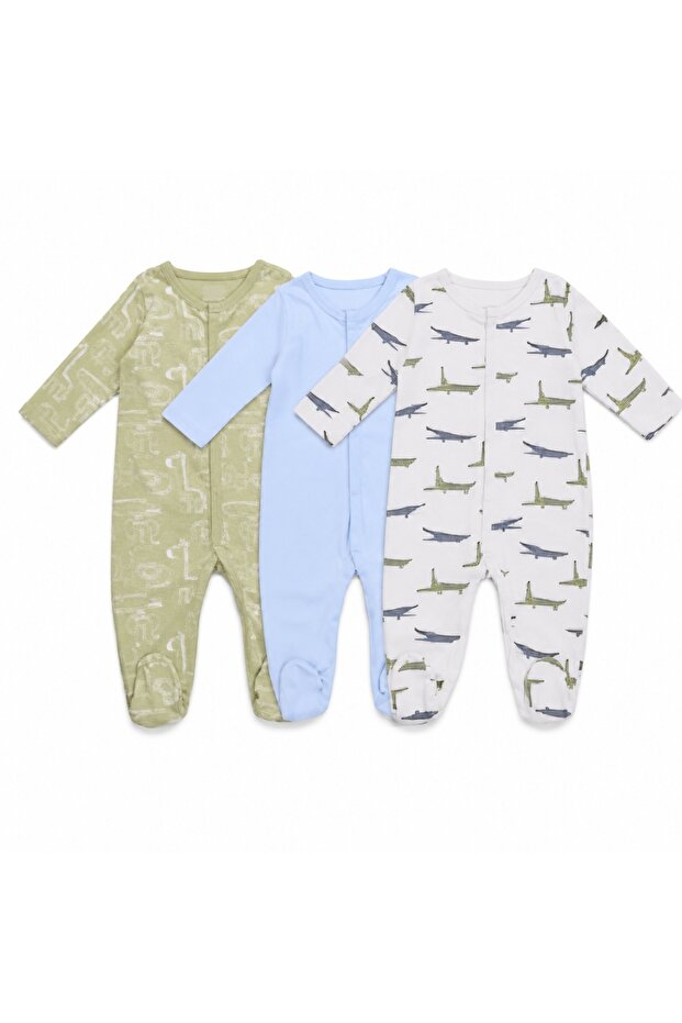 3-Piece Baby Footed Sleeper Romper Set – Soft Cotton Long Sleeve Newborn Baby Sleepsuits