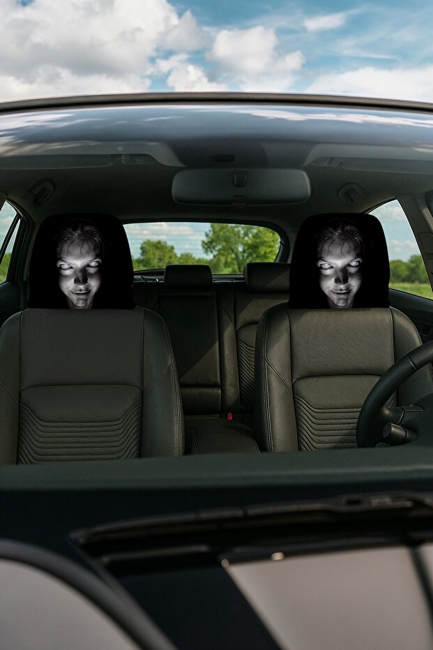 Scary Girl Decorative Car Headrest Cover Set of 2