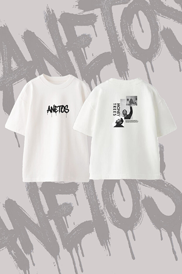 Kendrick Lamar Money Trees Design Back Printed Cotton White Oversize T-Shirt