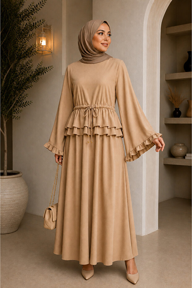 Women's Skirt and Tunic Set with Waist Tie