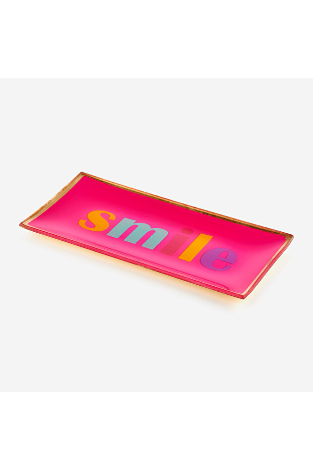 Pink Glass Smile Decorative Plate 10X0,8X21 cm
