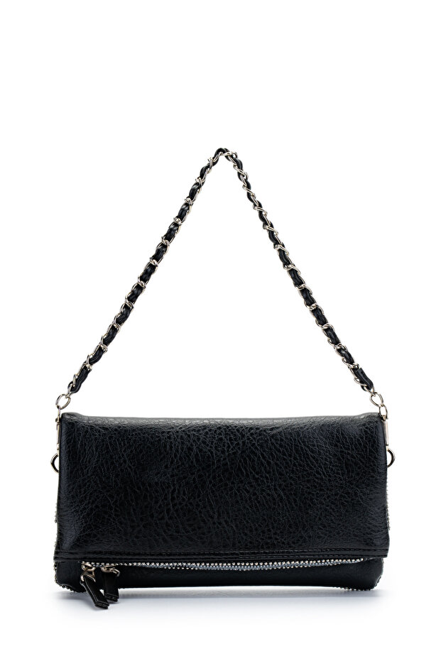 Folding Cover Chain Portfolio Women's Crossbody Bag Hamah Black