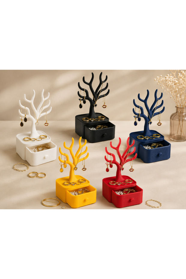 Tree Branch Jewelry Stand and Organizer with Drawer – Necklace, Earring, Ring, and Bracelet Organizer