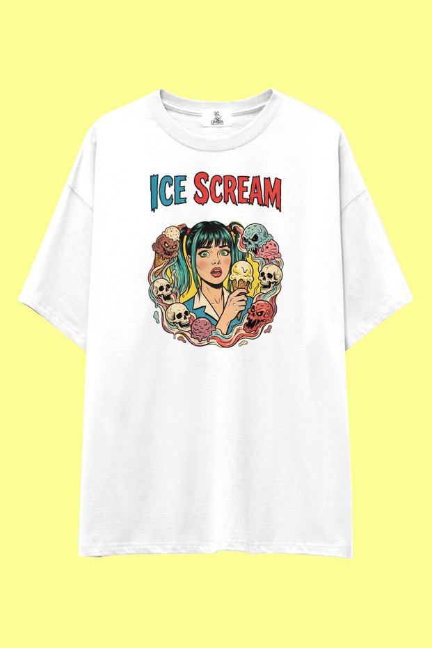 Ice Scream Club T-Shirt | Unisex 100% Cotton Black & White Color Printed Custom Design Tee