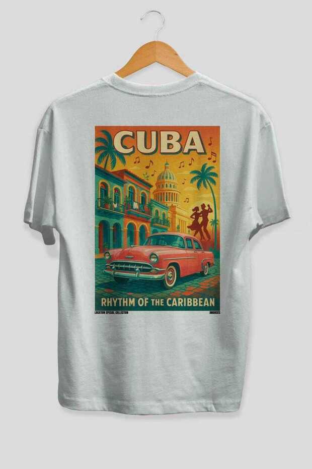 Cuba White Oversize Country City Back Printed Unisex T-Shirt 100% Cotton Premium