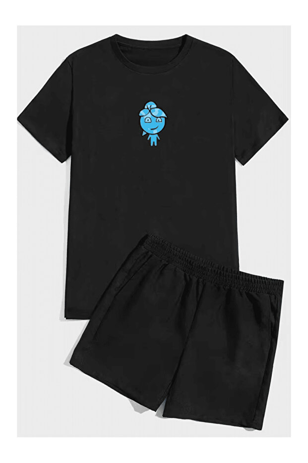 Comfortable Cut Top and Bottom Set with Fire and Water Figures