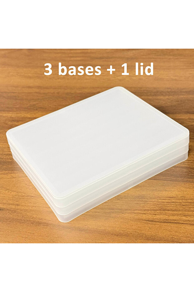 3 bases and 1 lid 3-Layer Frosted Transparent Stackable Keycaps Case with Lid Display Box Dust-Proof