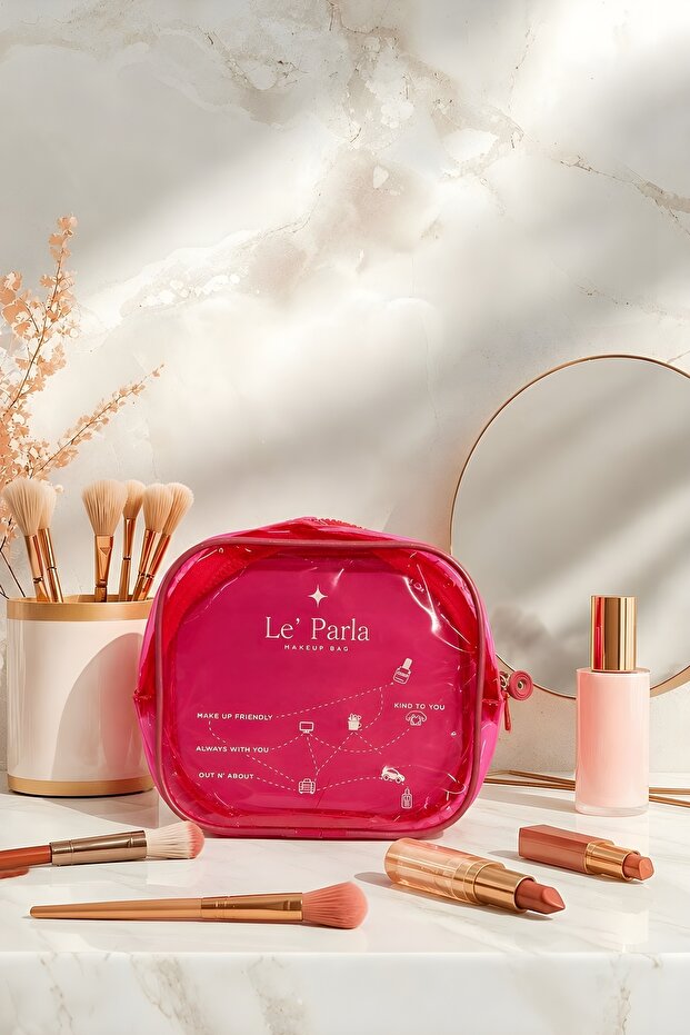 Fuchsia Transparent Makeup Bag