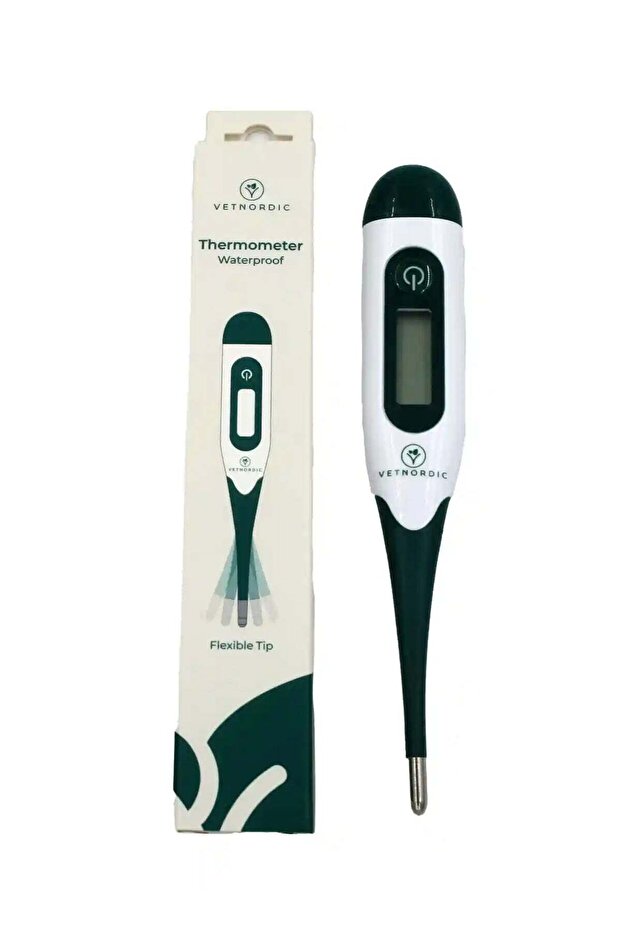 Digital Thermometer Flexible Tip Fast 10-Second Waterproof LCD Display White/Green 1 Piece