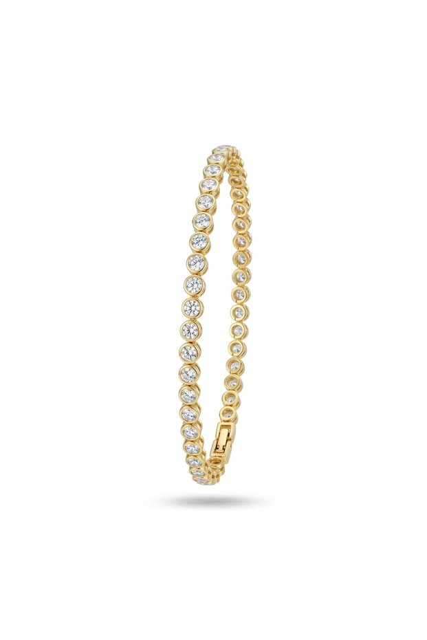 Gold Waterway Bracelet – Steel Women's Bracelet with Zircon Stones