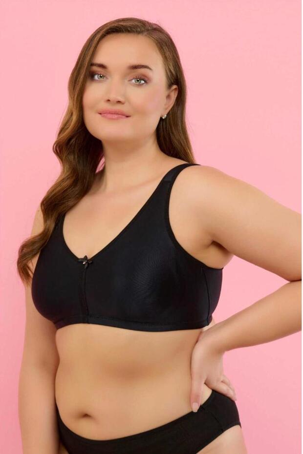Women's Bra, Non-Wired Non-Padded Basic Bra, Double Layer Gathering and Minimizing Bra with Fixed Straps