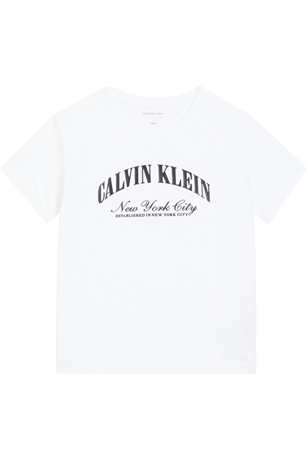 Ck Girl's Collegiate Short Sleeve White T-Shirt