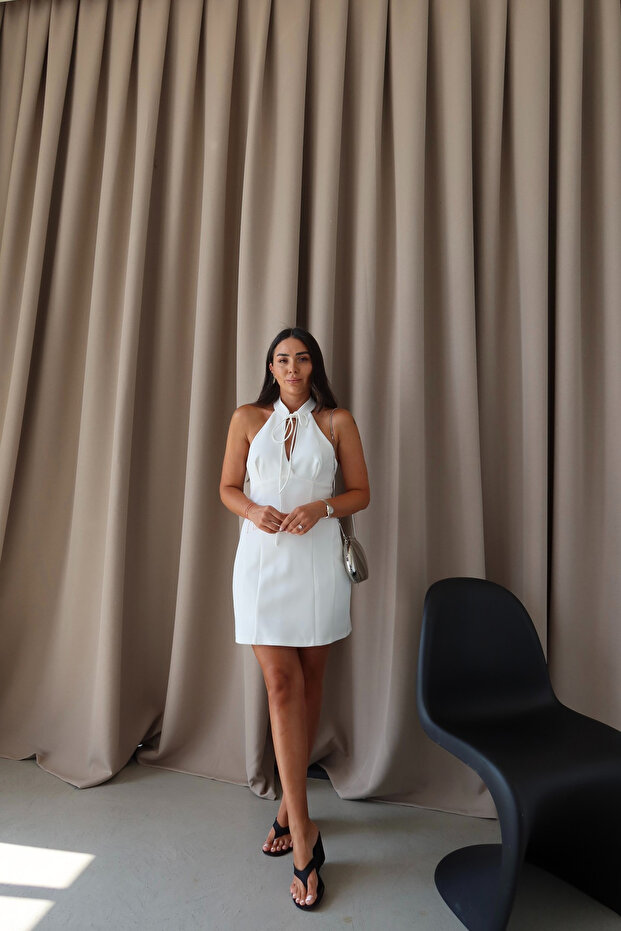 Halter Neck Stitched Dress