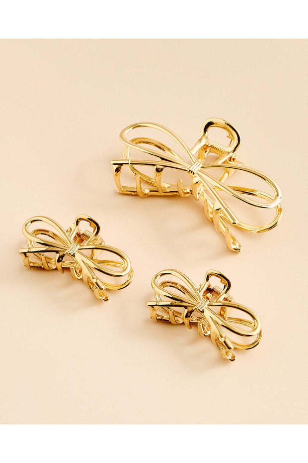 Women Gold Hair Claws 3 Piece Set