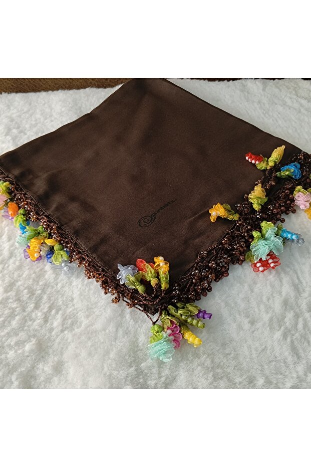 Handmade Rainbow Spring Beaded Crochet Border Writing Edge Cheesecloth Yemeni Dowry Bag Circle
