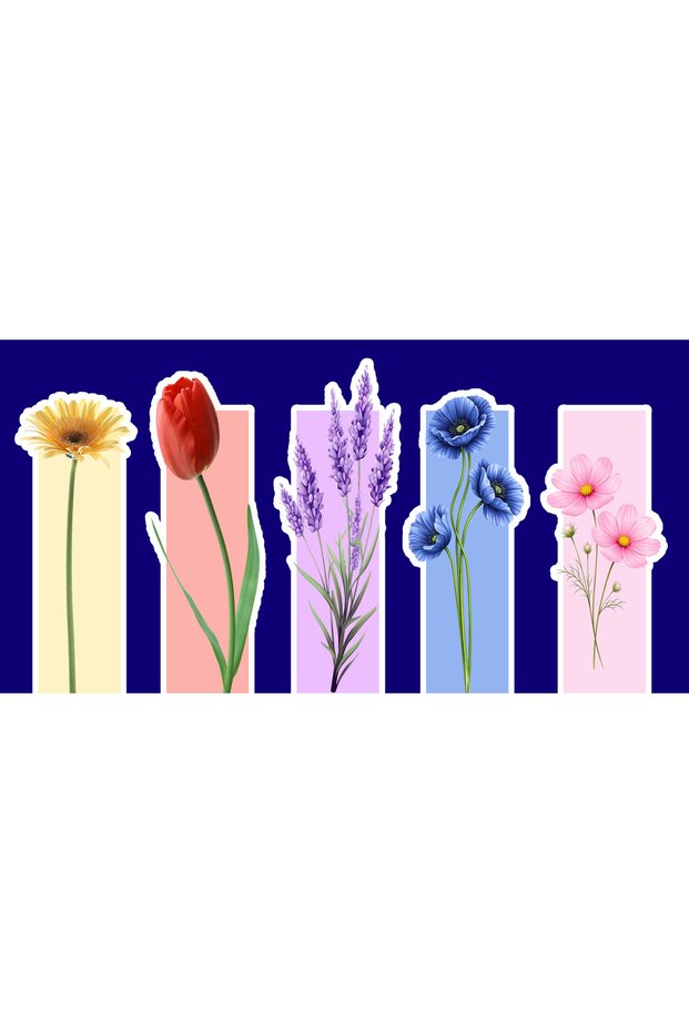 Specially Cut, Floral Bookmarks (4X12 cm 10 Pieces)