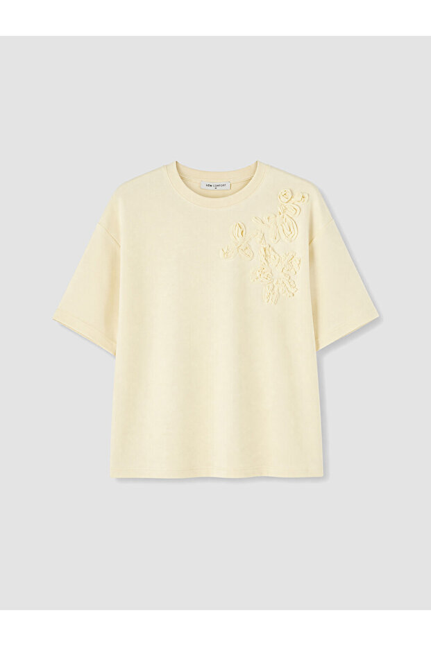 Yellow Soft Touch Blouse with Floral Appliqué