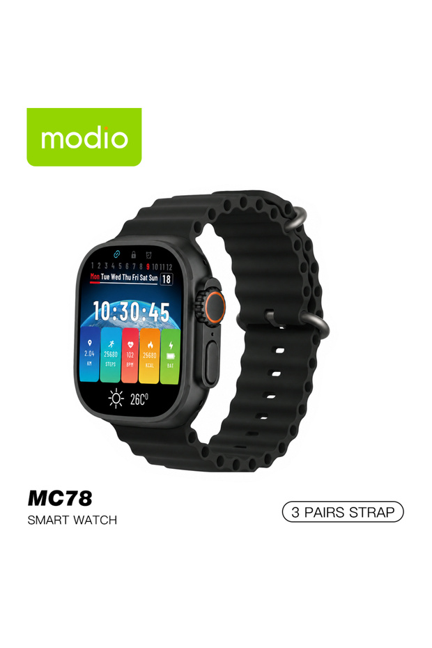 MC78 Smart Watch with Wireless Charging 3 Interchangeable Straps, Bluetooth Calling, Fitness Tracking, Multi-Sport Modes, HD Touch Display Designed for Ladies and Gents