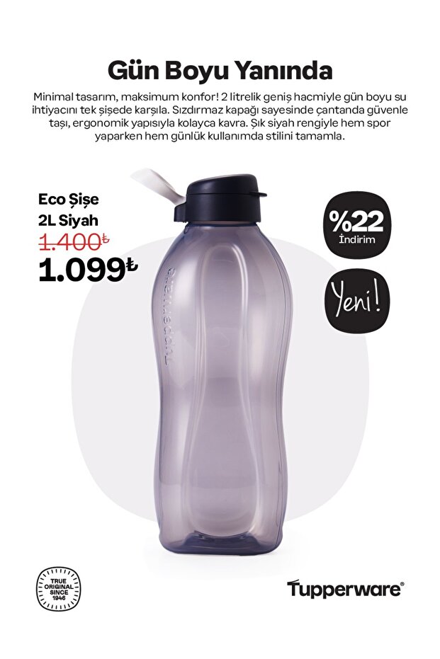 Eco Bottle Water Bottle Black 2 Lt