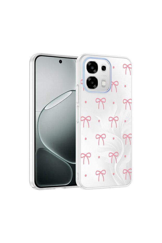 Oppo A6 Pro Compatible Case with Camera Protection Patterned Clip Cover - Bow - T41998