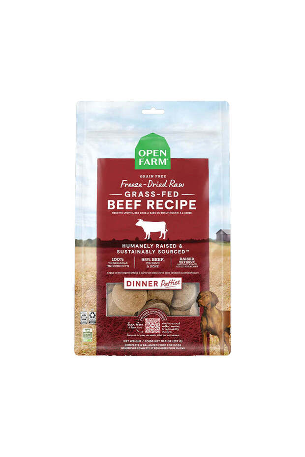 Farm Freeze Dried Raw Grass Fed Beef Patties Dry Dog Food 297G