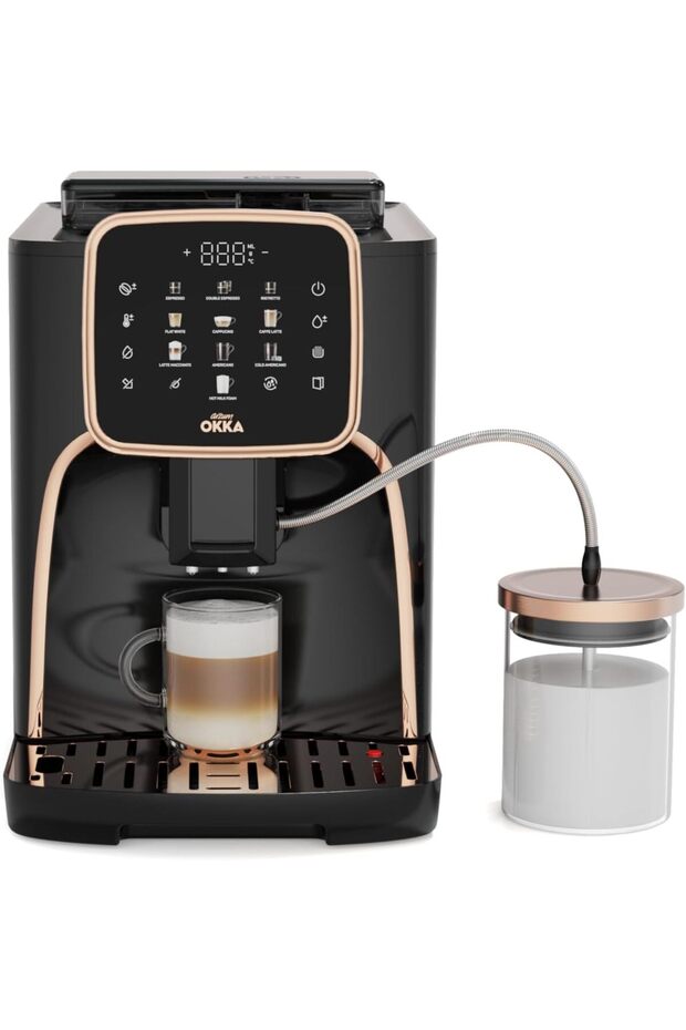ماكينة إسبريسو أوتوماتيكية ARZUM OKKA OK0028 (مع خاصية تبخير الحليب) باللون الأسود والنحاسي