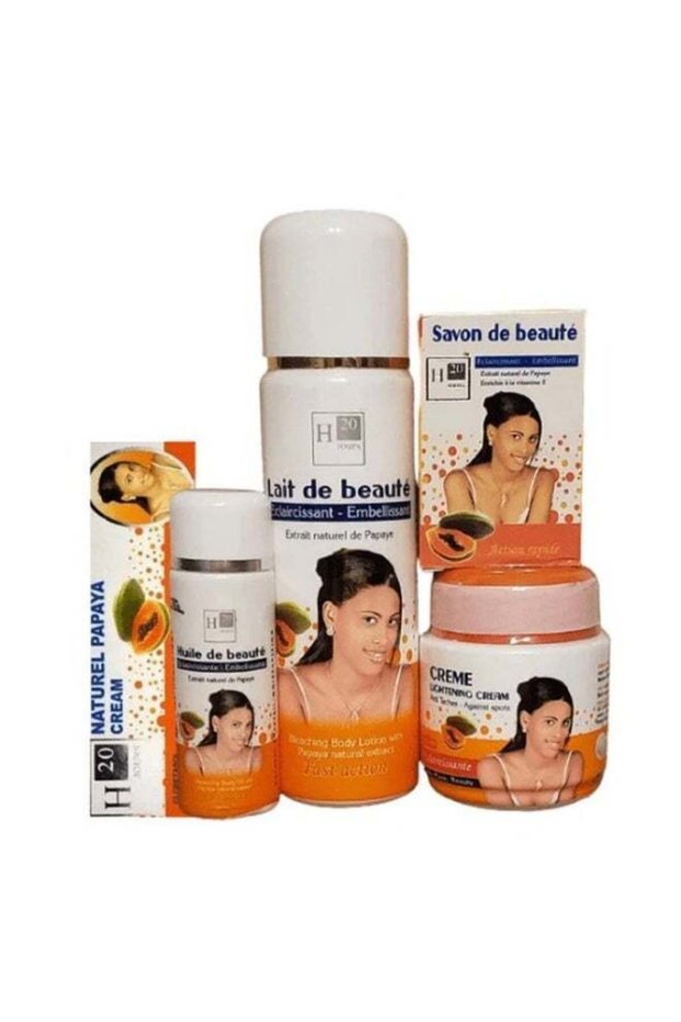 Papaya Fast Action Body Lightening 5 Pieces Set - Lotion, Cream, Oil, Tube Cream & Beauty Bar