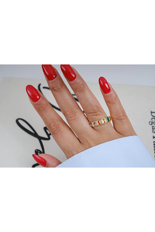 Yzk572 Colorful Baguette Stone Adjustable Ring