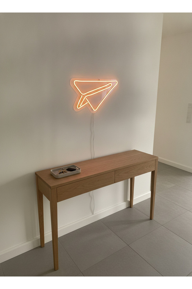 Kağıt Uçak Figürlü LED Neon Duvar Tablosu | Amber Aydınlatmalı Modern Dekor | Genç Odası - 4