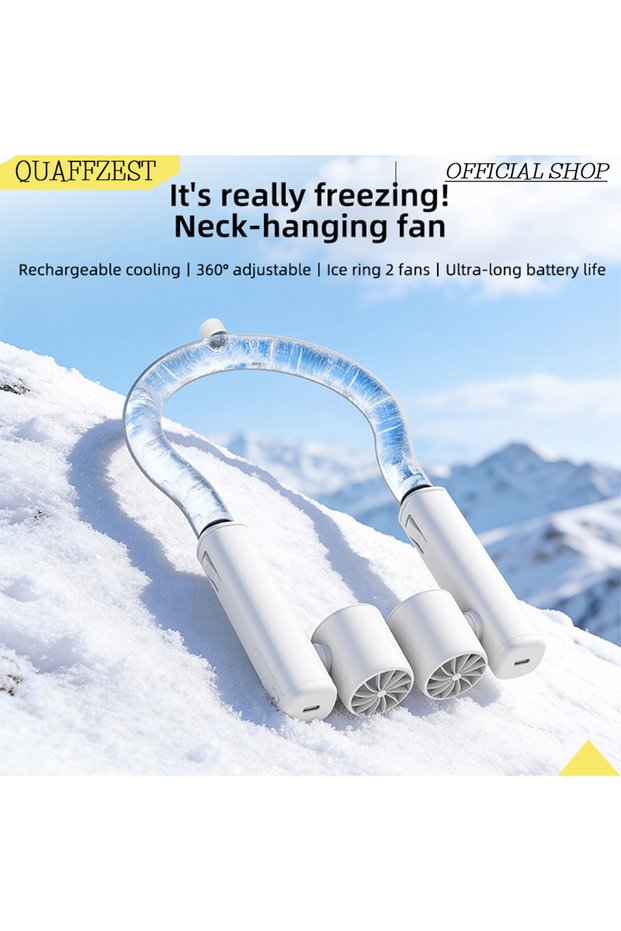 WHITE Portable Neck Fan High Speed Turbine Powerful Airflow Bladeless Cooling Fan Handheld Sport Fan