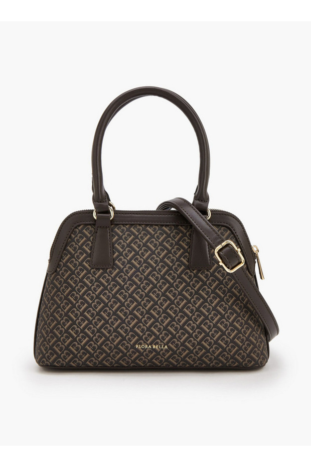 Monogram Print Tote Bag with Detachable Strap