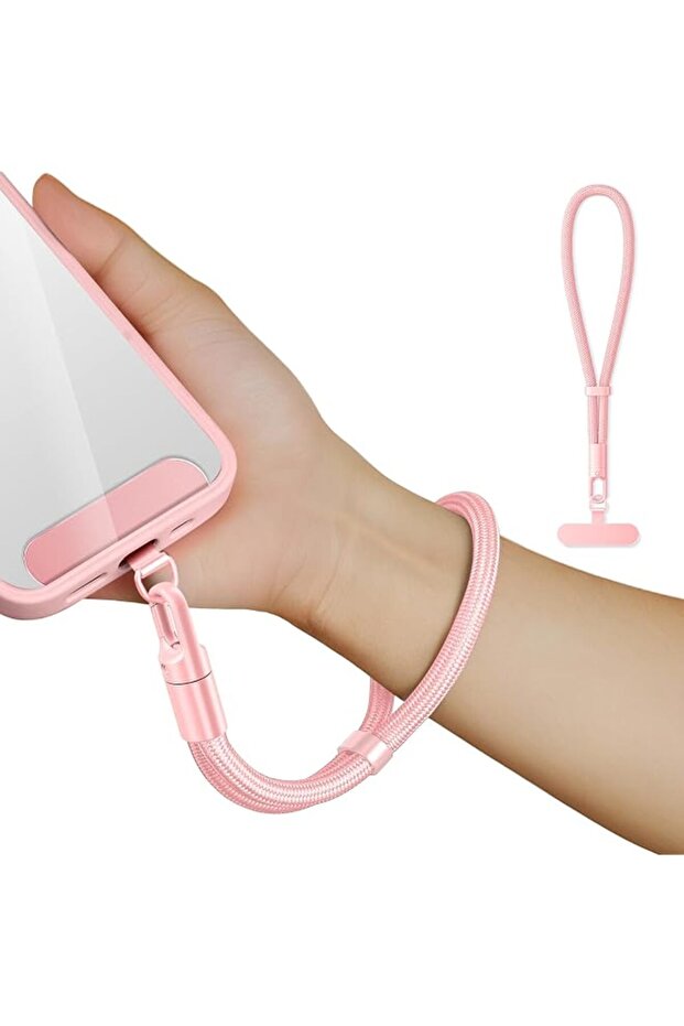 Lanyard for Phone, Self-Locking Phone Wrist Strap with 0.4mm Ultra-Thin Clip and 360° Hook, Anti-Drop Strap (Pink)