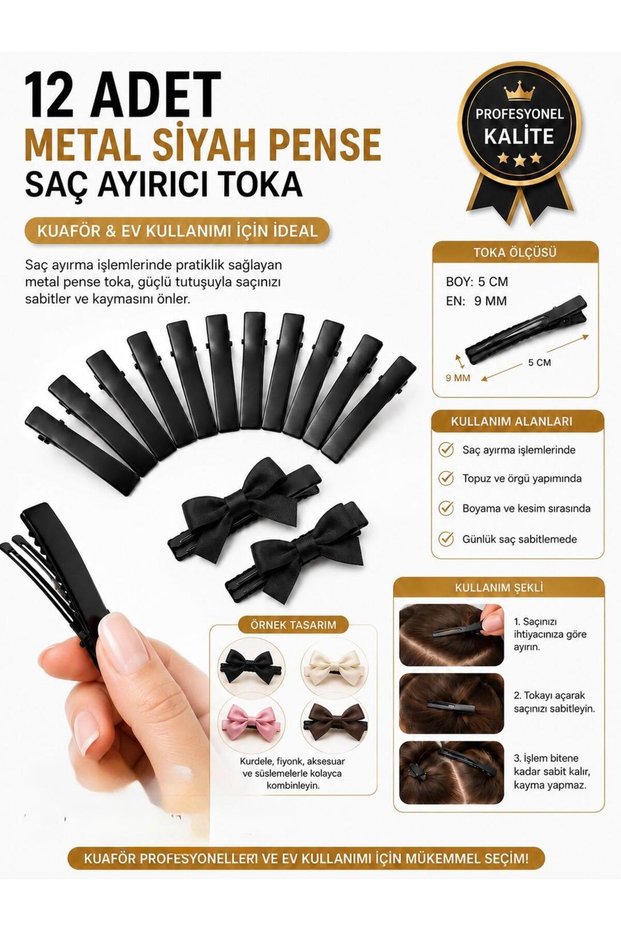 Buckle Metal Aluminum Hair Clips - Hairdresser Clips, Buckles, Makeup Hair Holders 12 Pieces