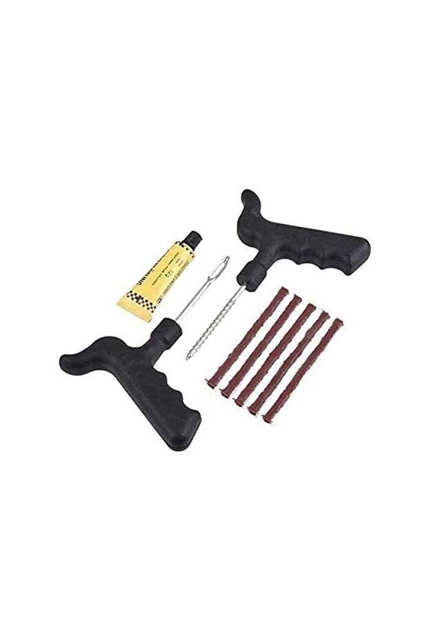Motorcycle Car Tubeless Tire Puncture Repair Tool Kit with Vulcanizing Strips