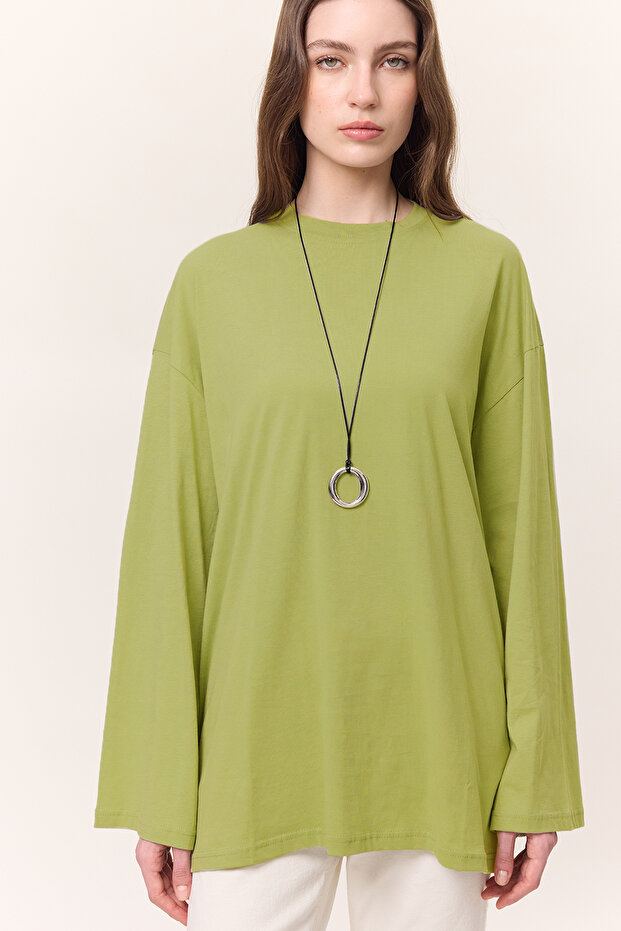 Wide Sleeves Oversize Tshirt Olive Green