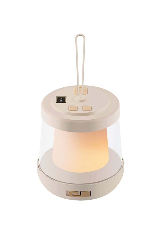 Lumex LED Light with Inbuilt Strip LED Light / 150 LM Brightness / LED Light with Digital Display / LED Light Power Bank / Equipped with White, Flame and Warm Light - Beige