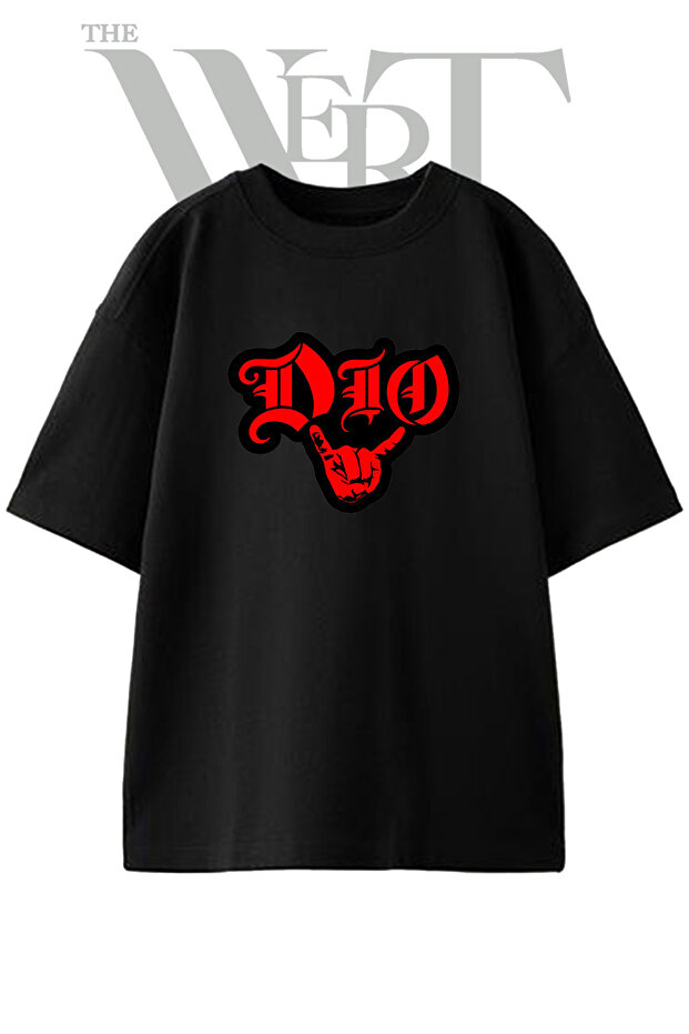 Dio Rock Hand Design Printed Unisex Black Oversize T-Shirt
