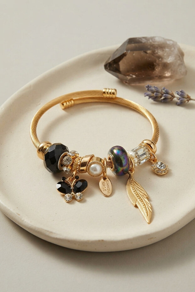 Black Butterfly Model Charm Bracelet