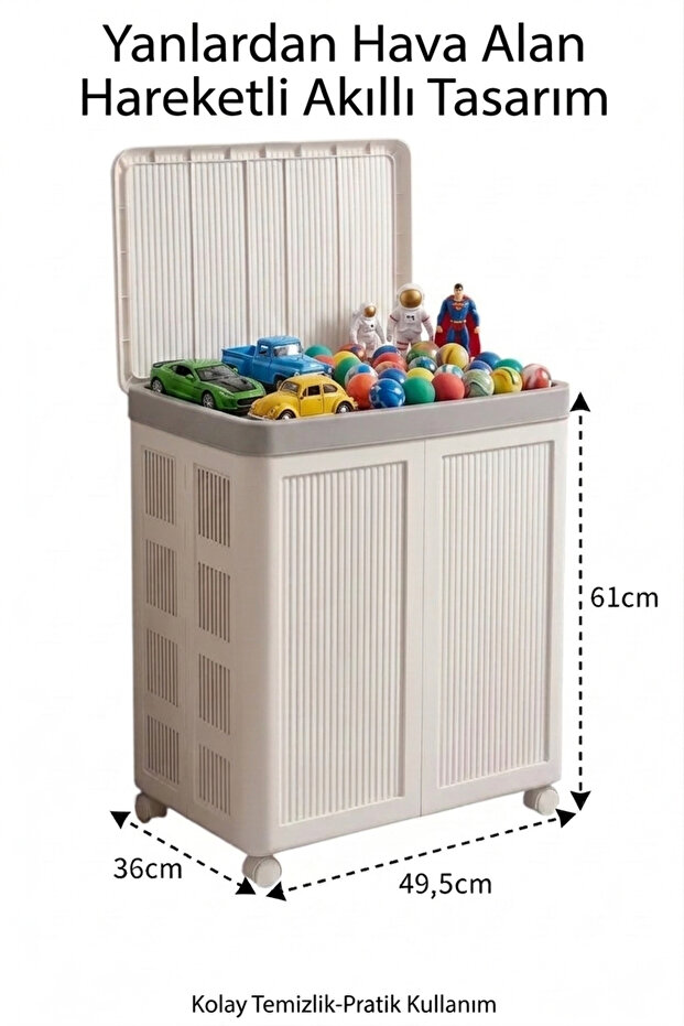 100 Lt Foldable Storage Box with Wheels - Multi-Purpose Storage, Toy Chest, Gray